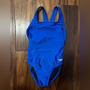 Kids Speedo competitive training swim suit size 8/24. Blue. Like new.